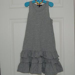 GAP Girls Size M (8) Cotton Gray Sleeveless Ruffle Dress